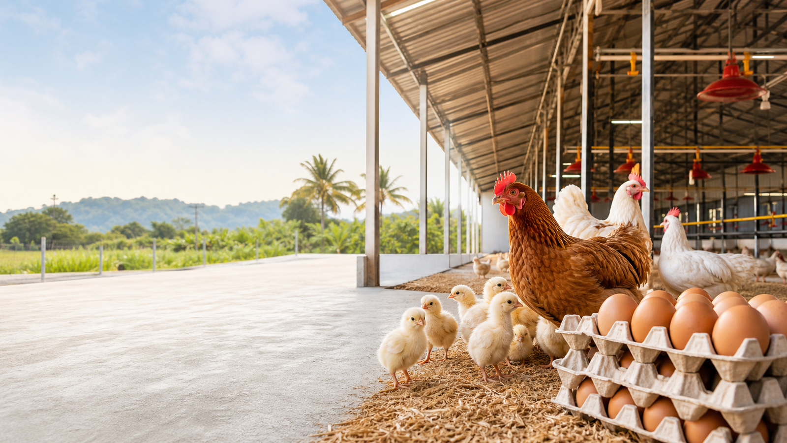 Country chickens, chicks and eggs at Sivagami Poultry Farm